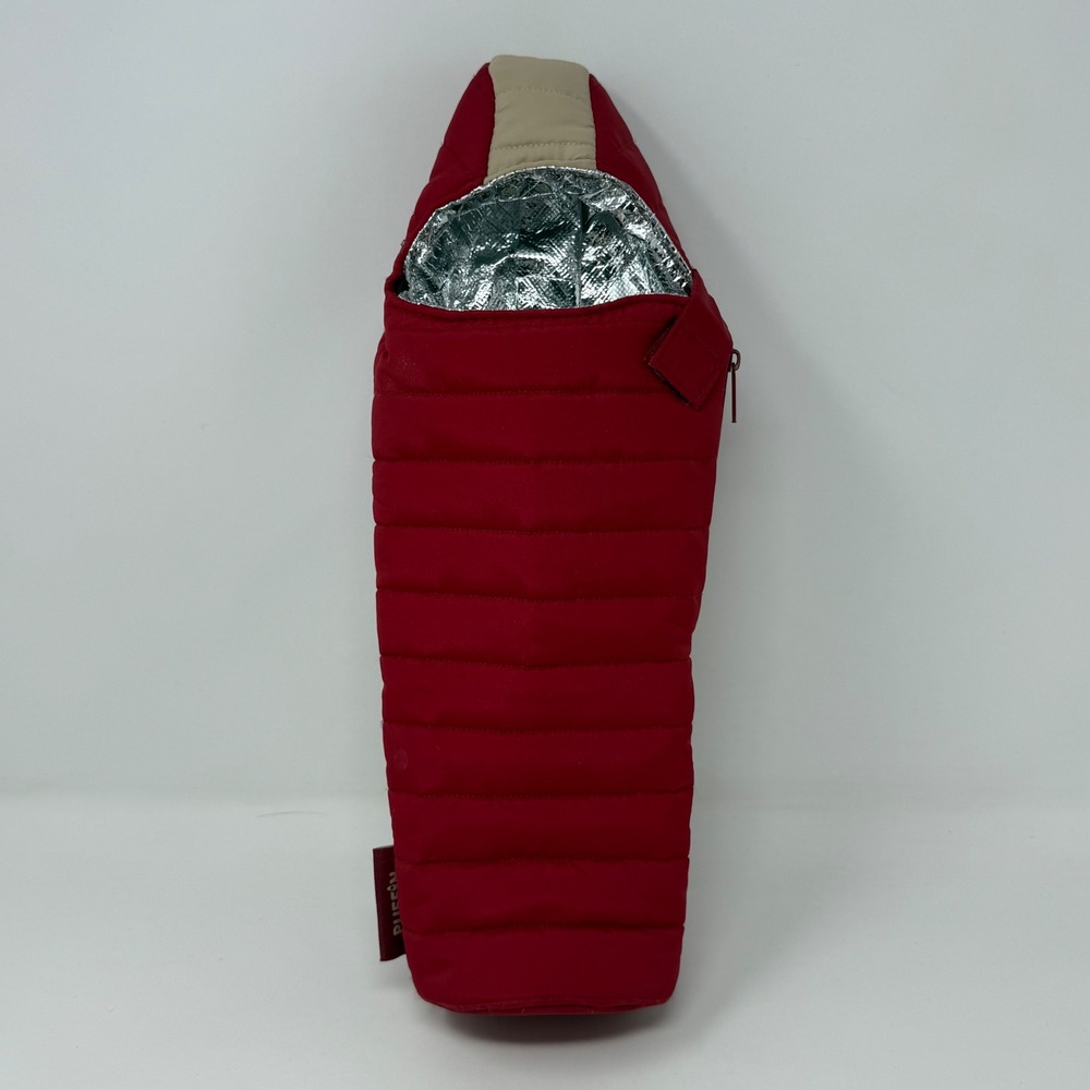 Puffin Drinkwear Cooler the Caddy Insulated Wine Bag Sleeping Bag Merlot Red Tan